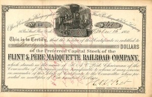 Flint and Pere Marquette Railroad Co. - Stock Certificate